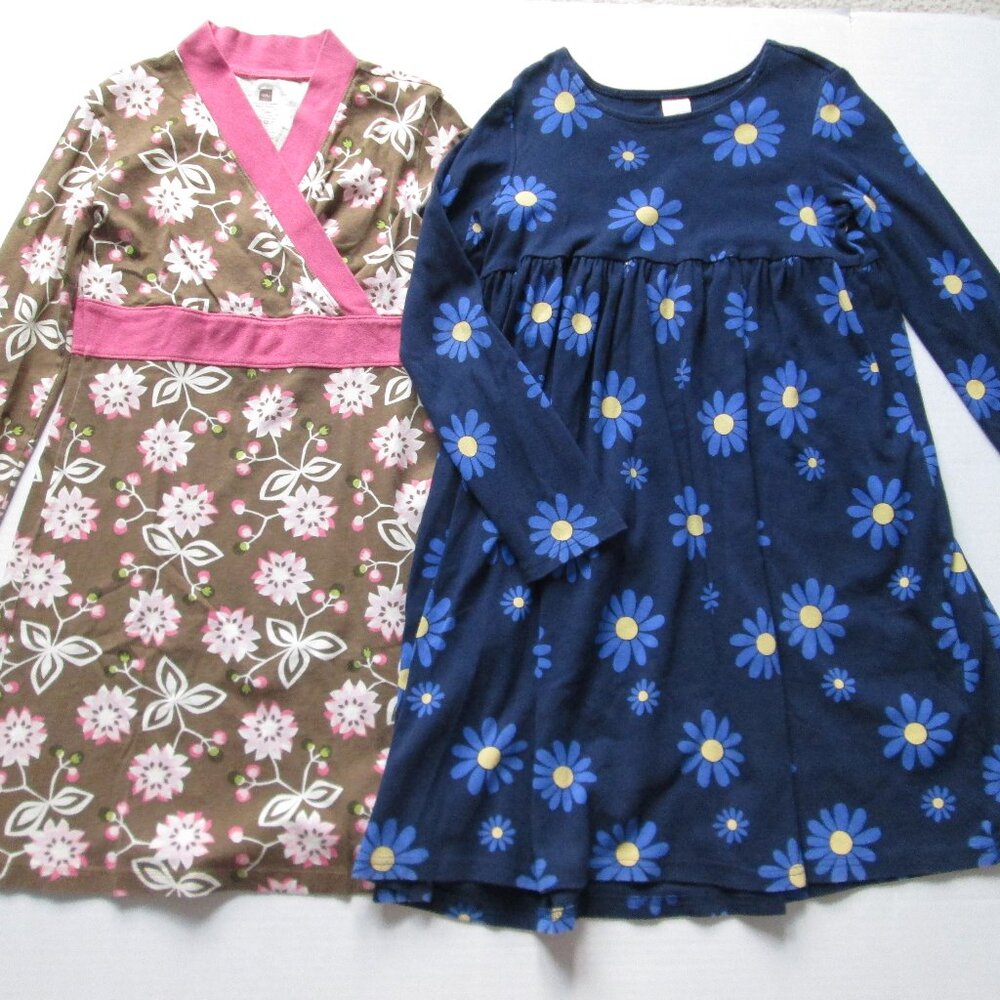 Gymboree Tea Collection Girls Sz 10 Floral Long sleeved Dress Cotton lot of 2
